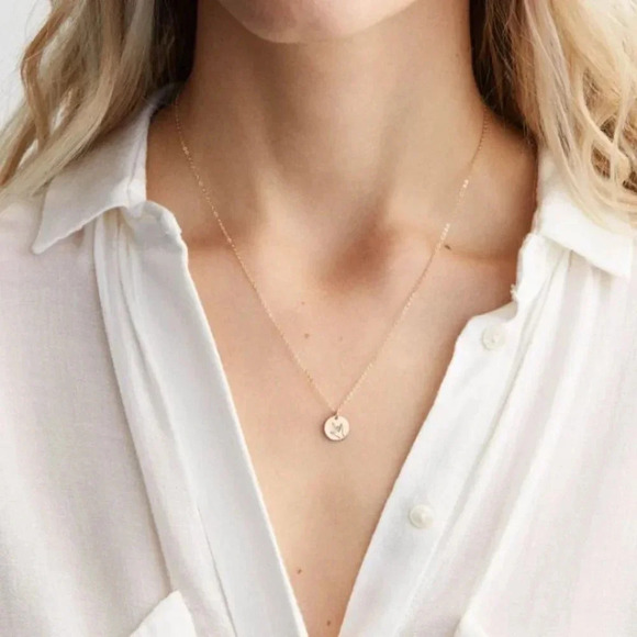 "Fingers Crossed" Sign Language Gold Disc Necklace - Picture 7 of 9